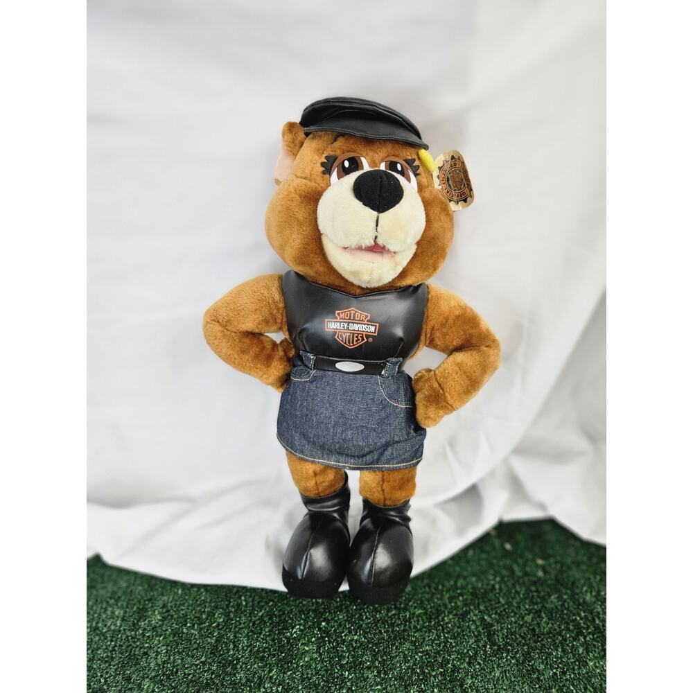 Vintage Harley Davidson Biker Girl Teddy Bear 1998 Play By Play Plush Stuffed